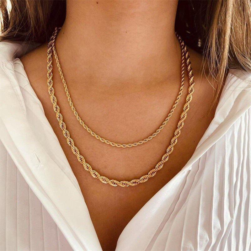 Collier Chaîne Torsadée Plaqué Or Bianca
