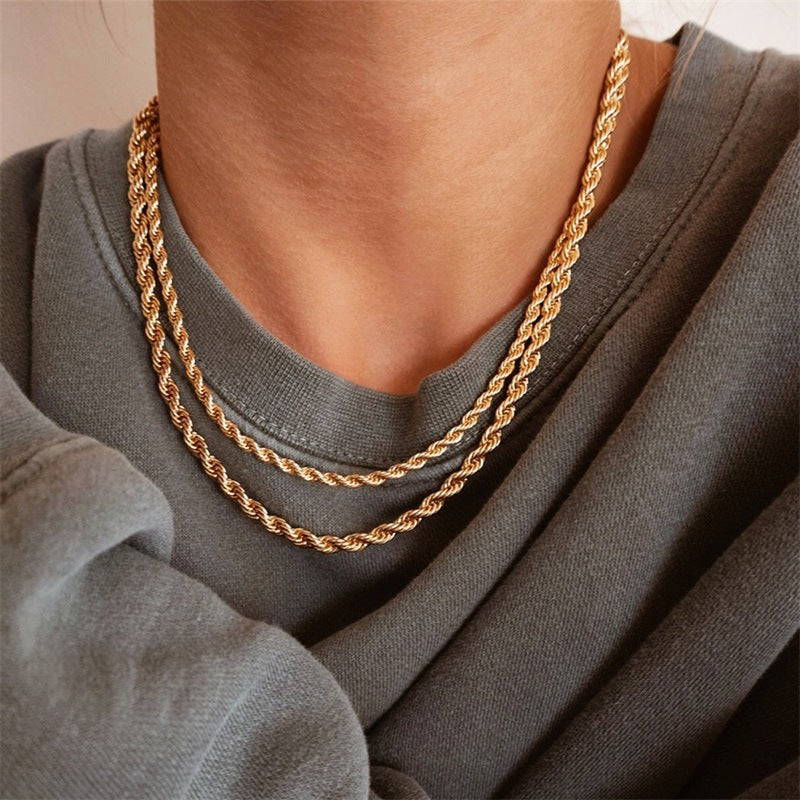 Collier Chaîne Torsadée Plaqué Or Bianca
