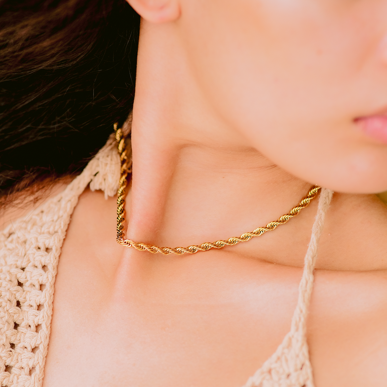 Collier Chaîne Torsadée Plaqué Or Bianca