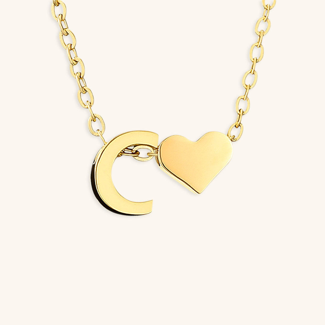 Collier Doré avec Initiale et Cœur
