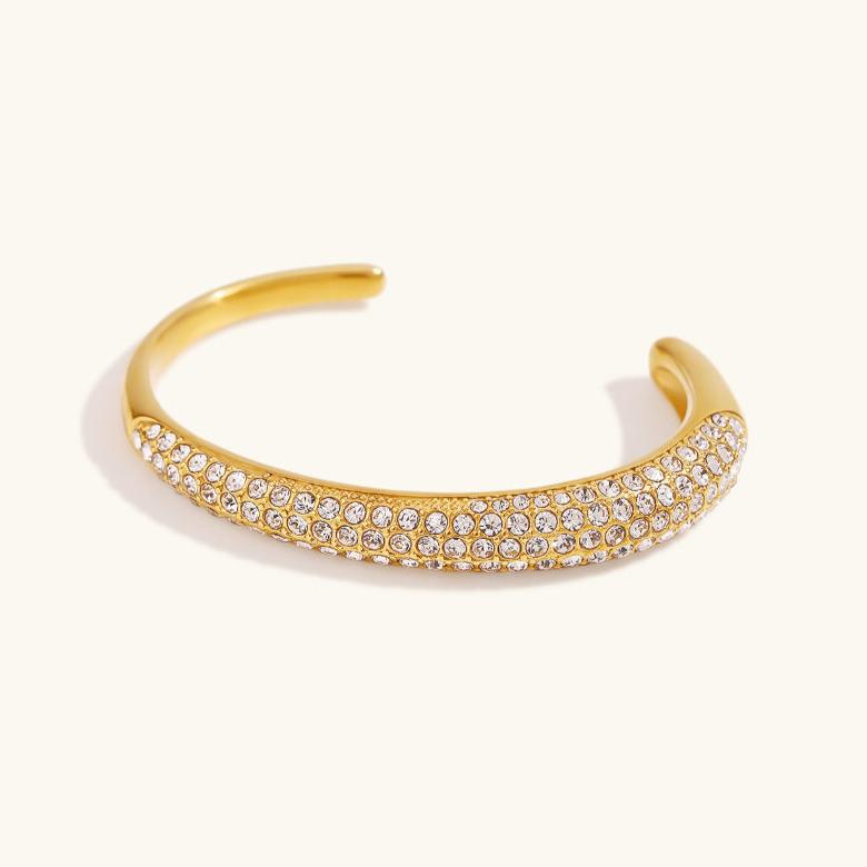 Bracelet Jonc Plaqué Or Diamant Elara