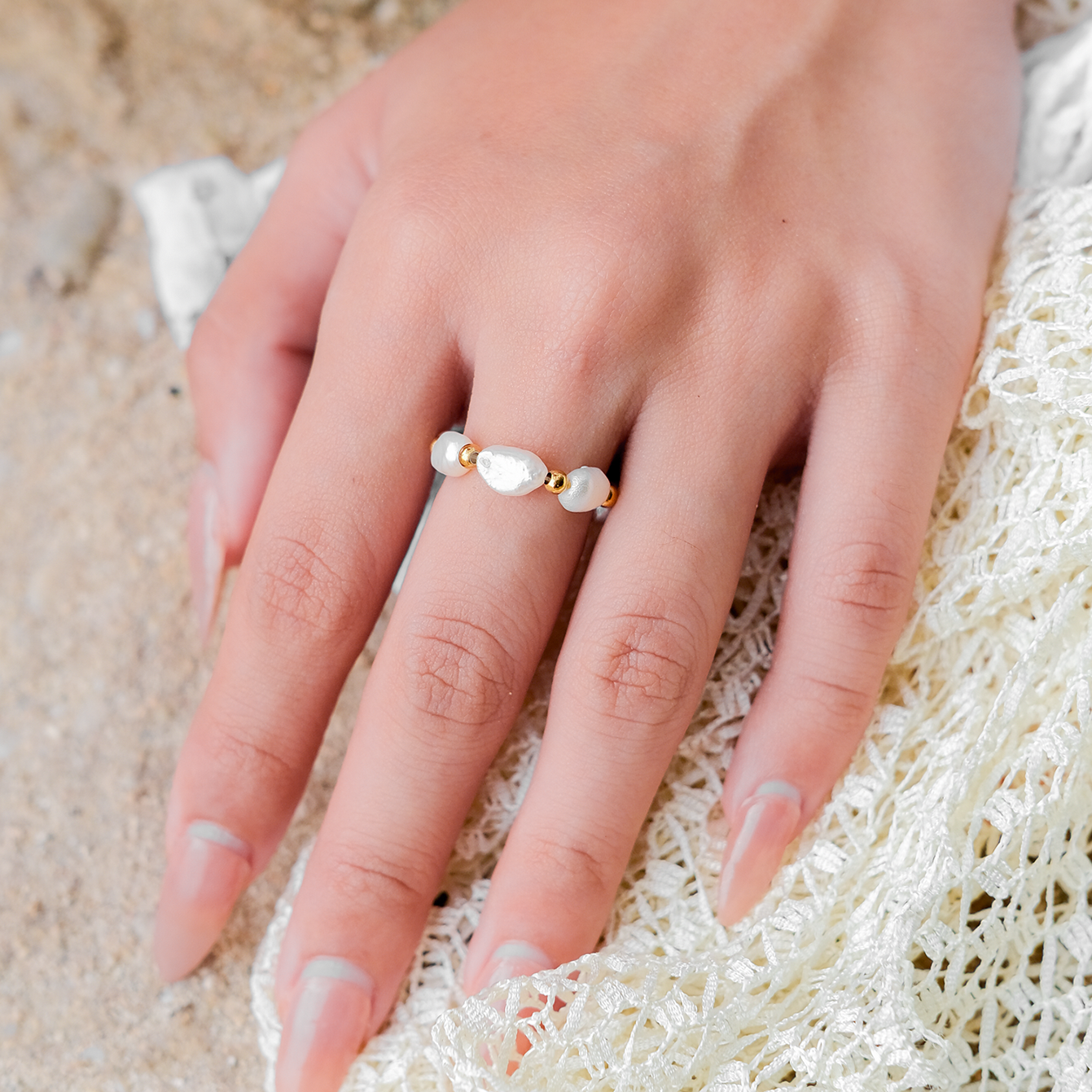 Bague Bande en Perles Fiji