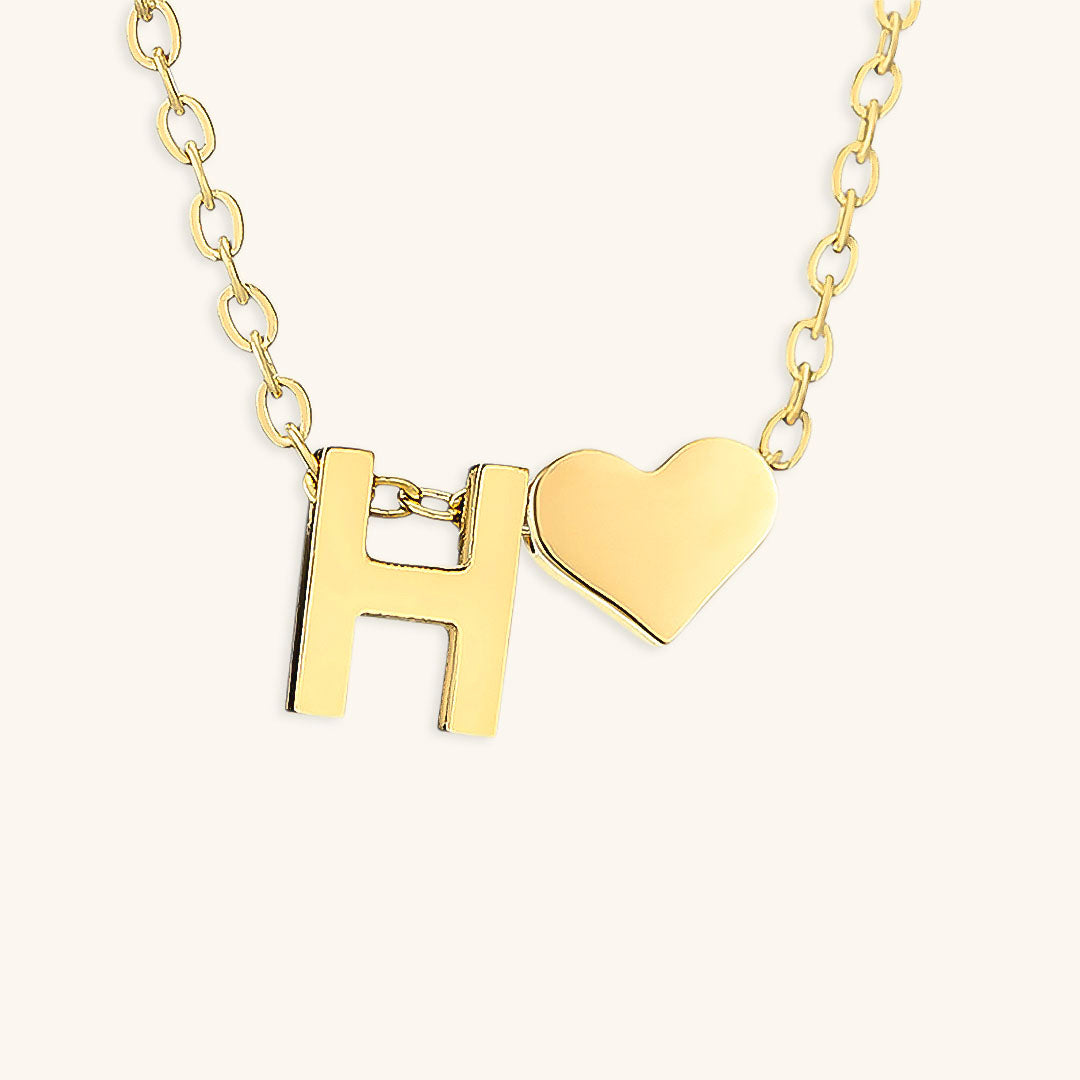 Collier Doré avec Initiale et Cœur