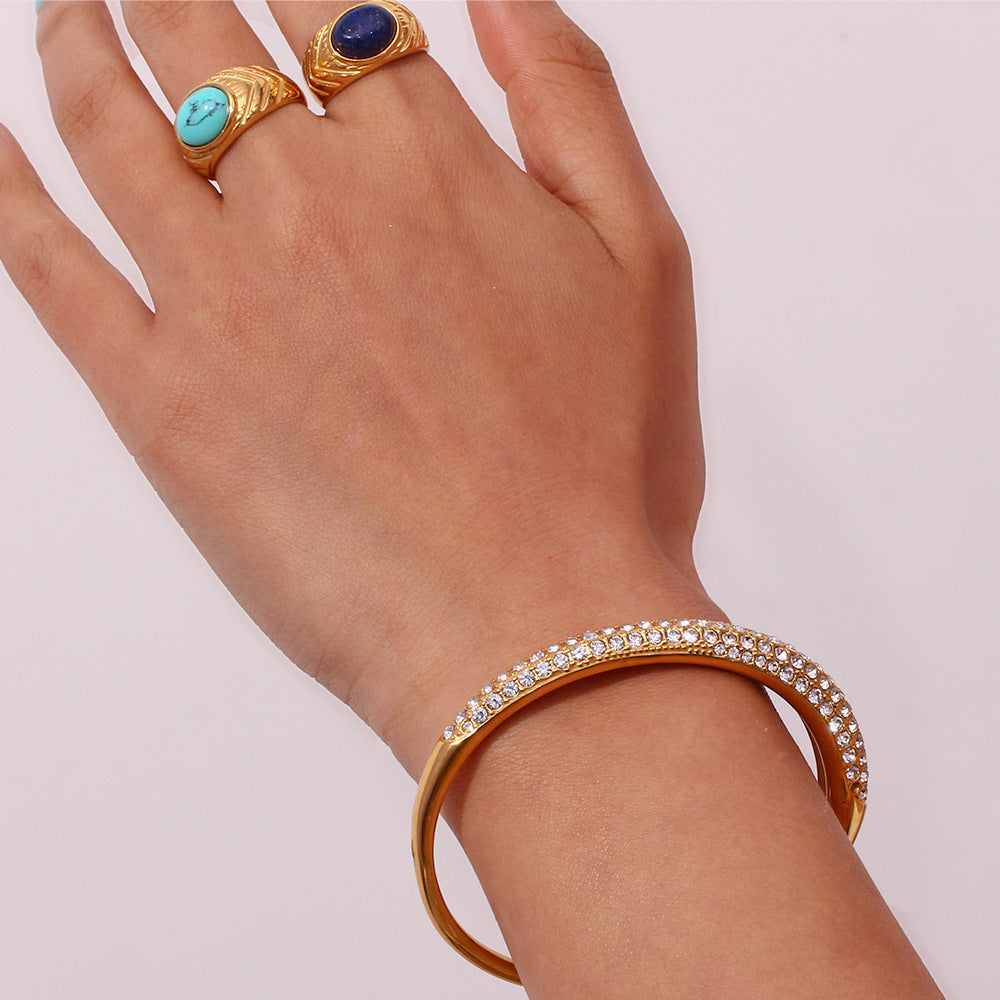 Bracelet Jonc Plaqué Or Diamant Elara