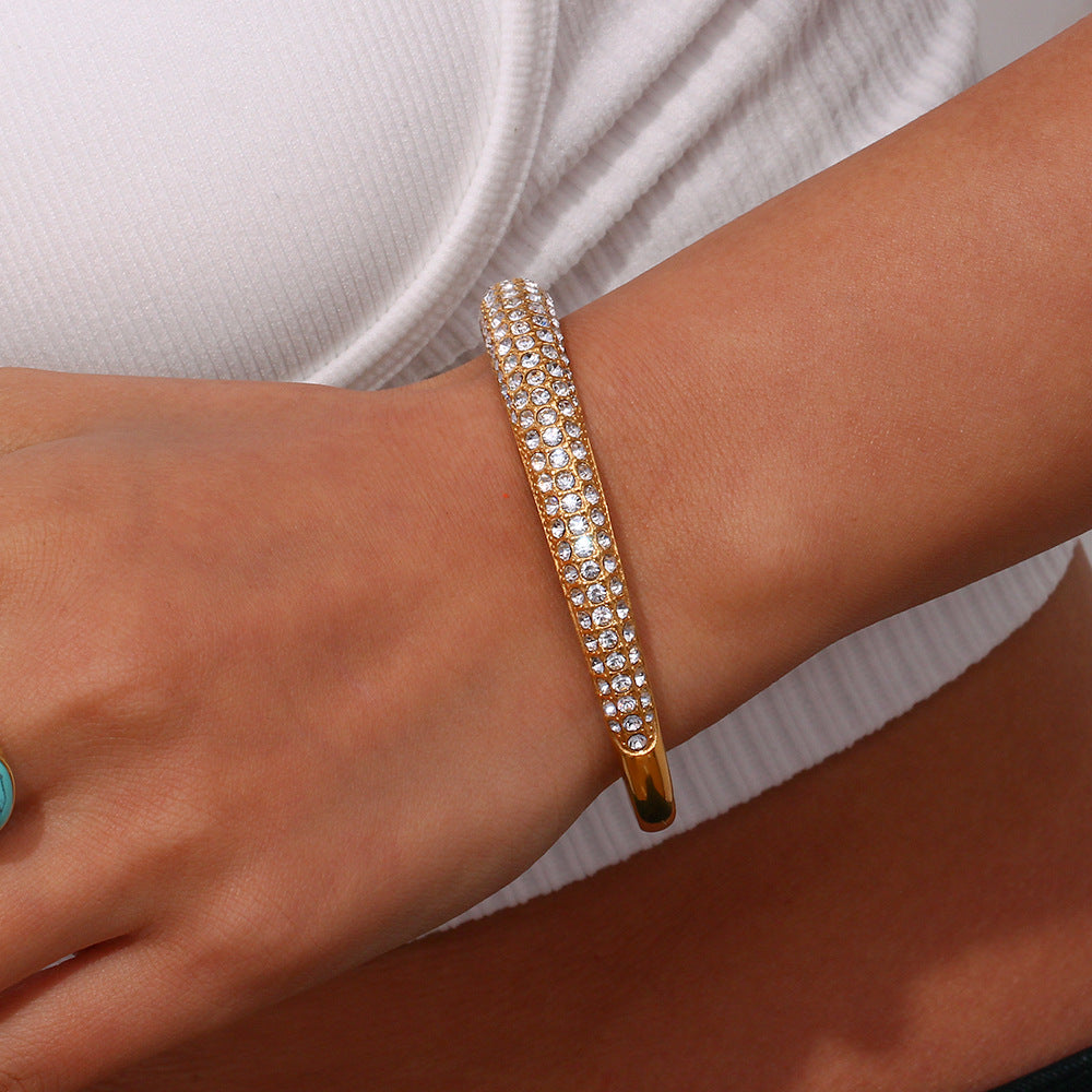 Bracelet Jonc Plaqué Or Diamant Elara