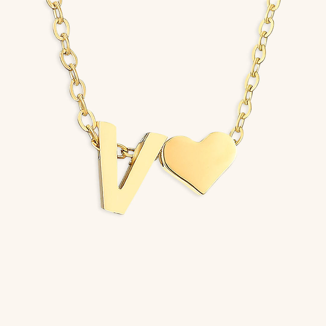 Collier Doré avec Initiale et Cœur