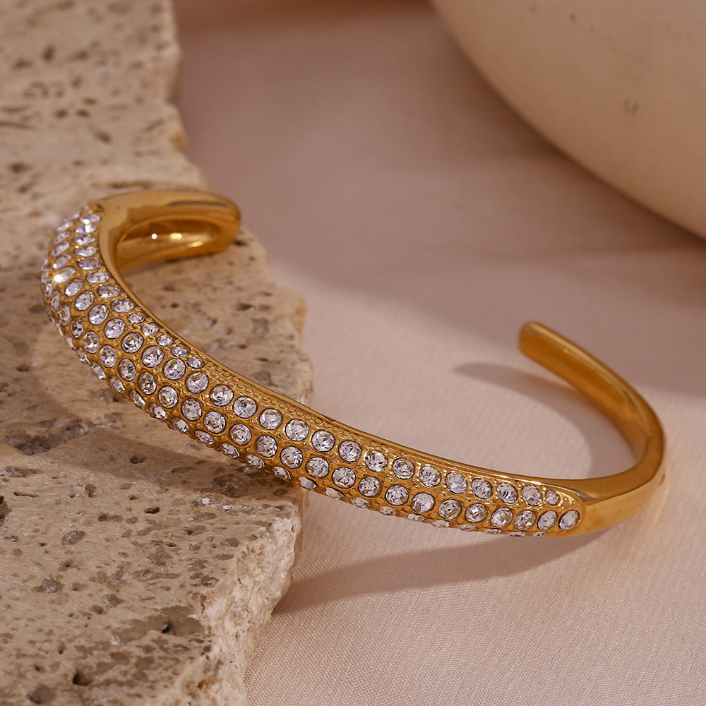 Bracelet Jonc Plaqué Or Diamant Elara