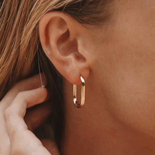 Boucles d'Oreilles Ovales Dorées